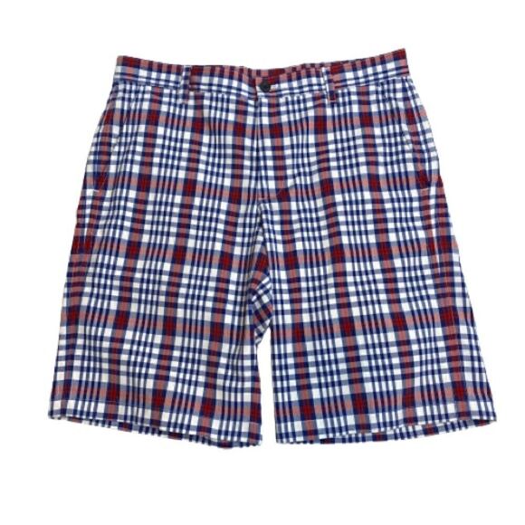 Izod red, white and blue plaid performance golf shorts size 34 - Picture 1 of 16